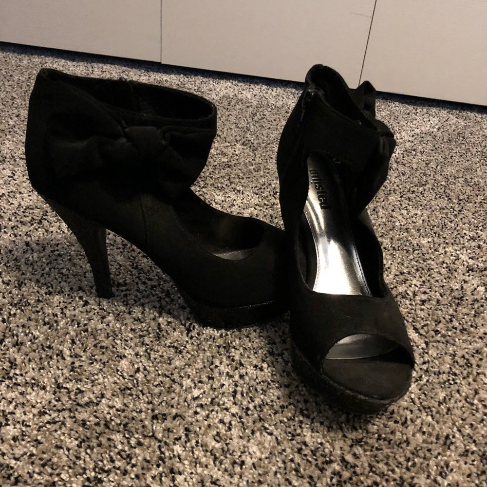 Black Bow Bootie Heels